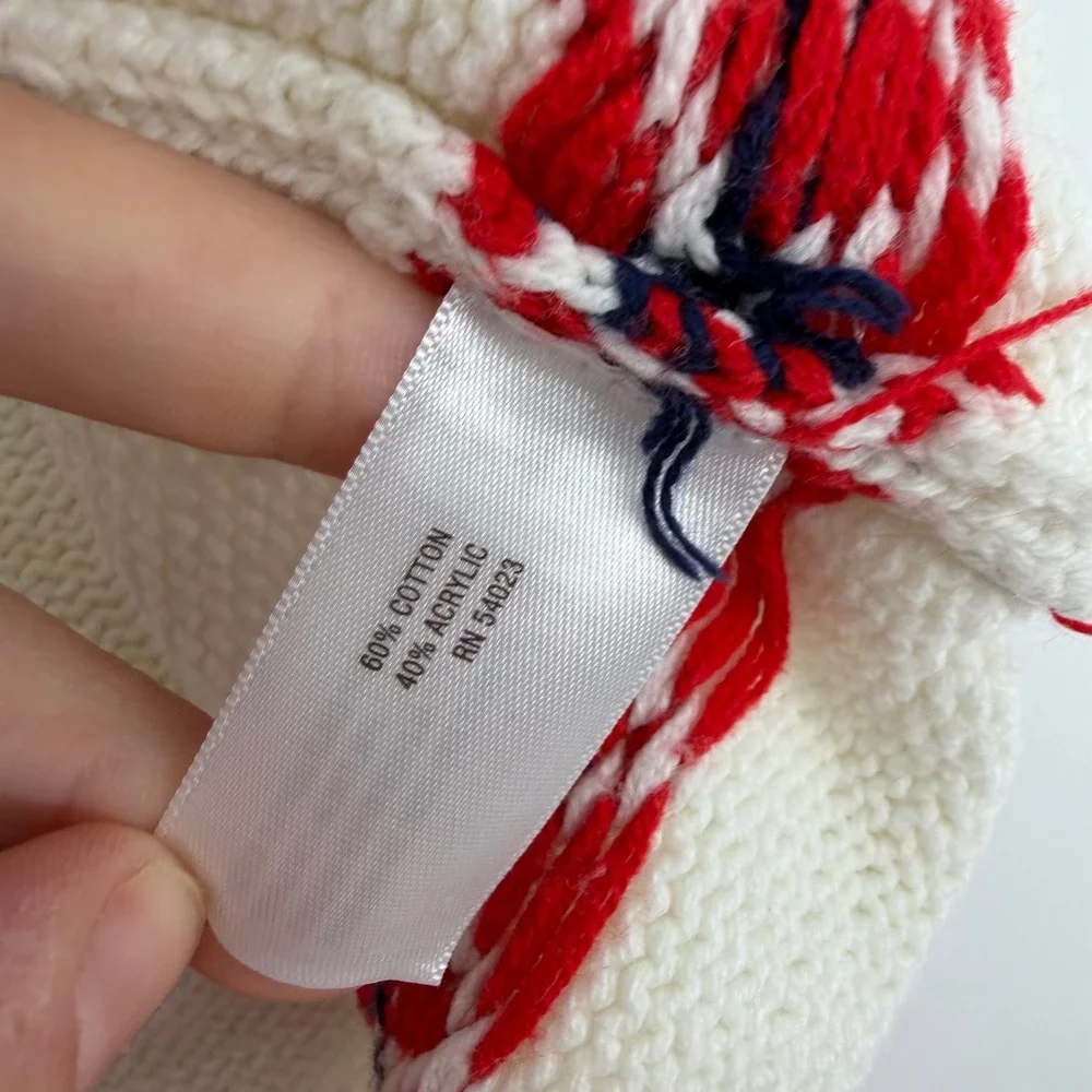 Old Navy Girls Fair Isle Snowflake Knit Sweater Dress Cream Grey Red Size M 8